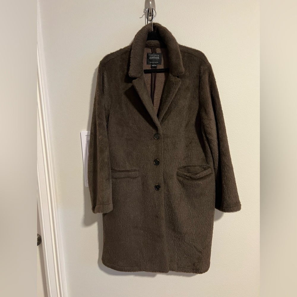 NWOT Sanctuary X Anthropologie Hometown Fuzzy Knit Coat Faux Fur size Large
